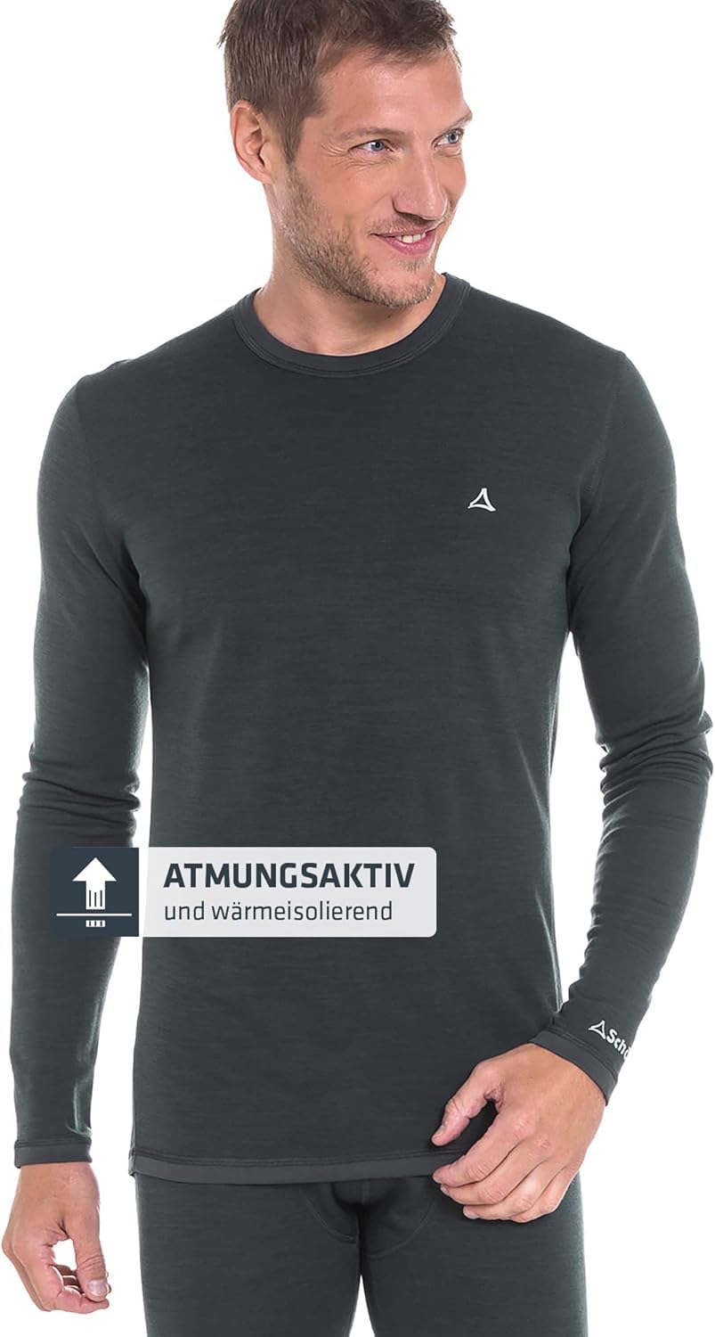 Schöffel Herren Merino Sport Shirt 1/1 Arm M temperaturregulierendes Langarmshirt, atmungsaktives Funktionsunterwäsche-Shirt in Wollqualität (1er Pack)