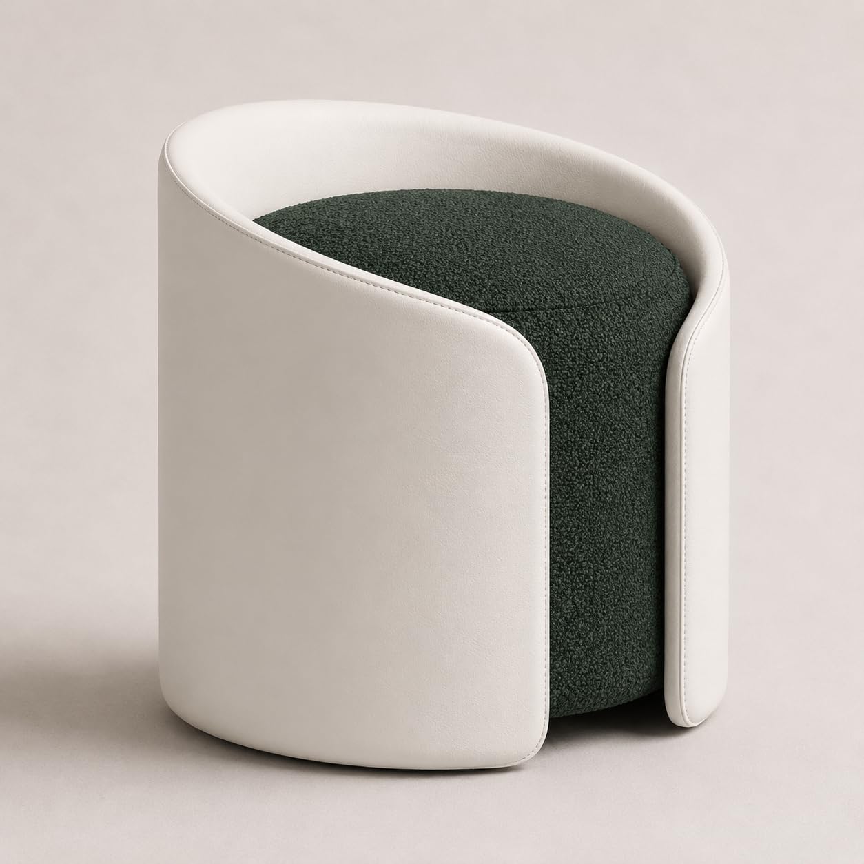 Modern Round Ottoman Chair | Upholstered Pouffe Stool | Luxury Puffy Seat for Living Room, Bedroom, Vanity & Lounge-image-34