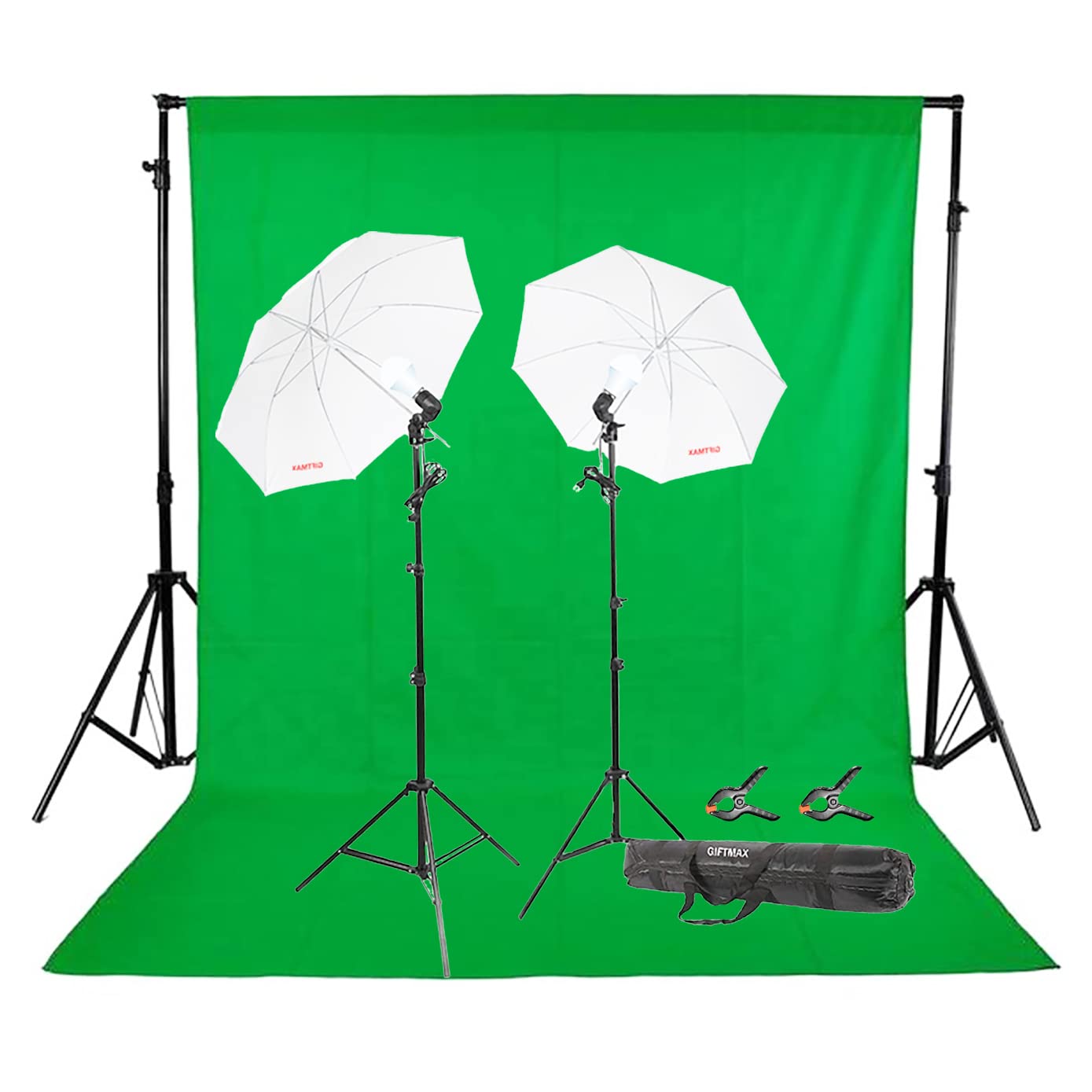 GiftMax Photography 9X9FT Continuous Umbrella Studio Light Lighting Kit with Chromakey Green Screen Photo Background Backdrop Stand Support System (Single Holder Kit Set of 2 with Background Stand) (B08ZS8Z95V) Amazon Price History, Amazon Price Tracker