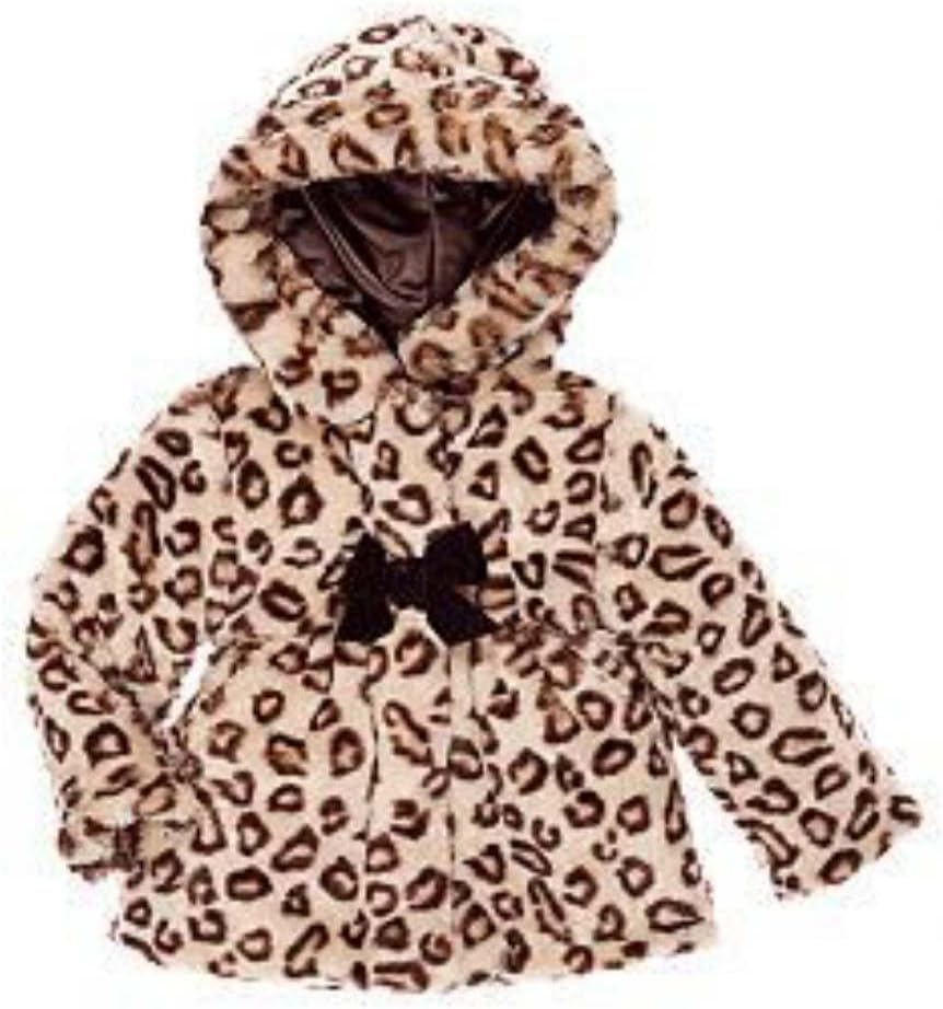 Pistachio Infant & Toddler Girls Brown Leopard Print Faux Fur Coat Winter Jacket