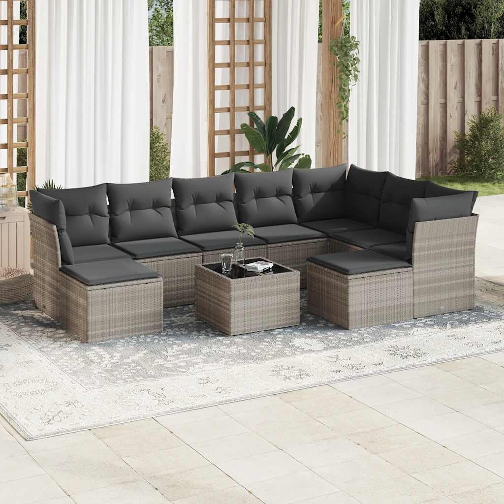 Pleciony rattan PE na taras i patio zestaw ogrodowy szary