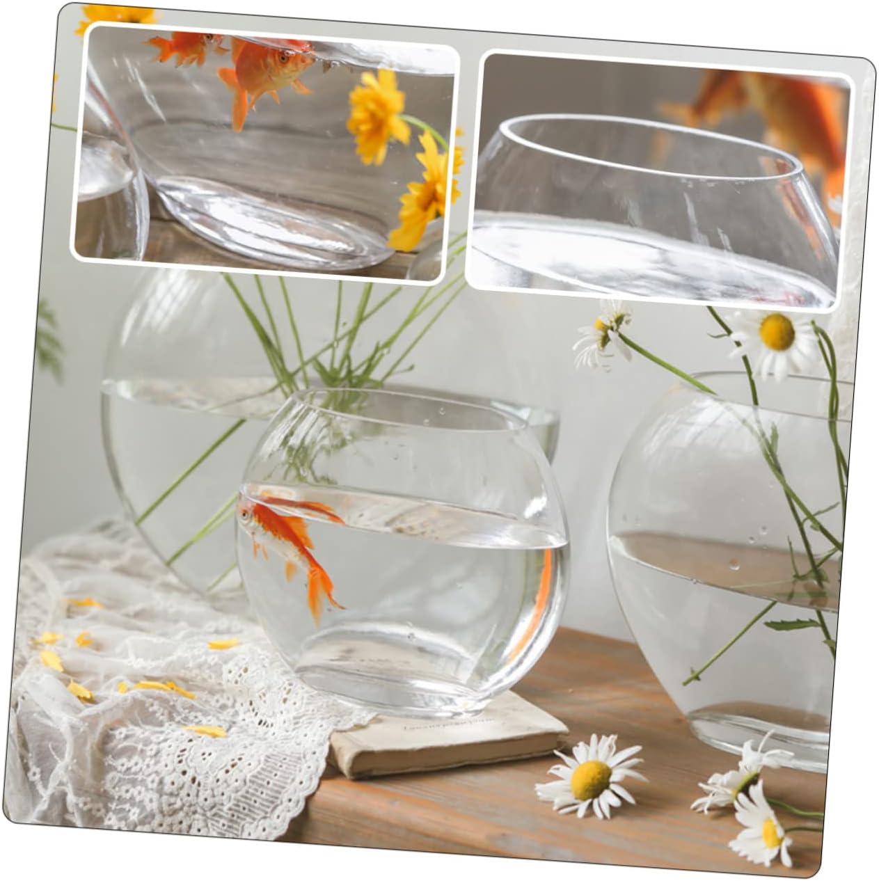 Transparent Goldfish Tank Elegant Desktop Aquarium for Home Decor Fish Bowl for Office Garden and Wedding Settings