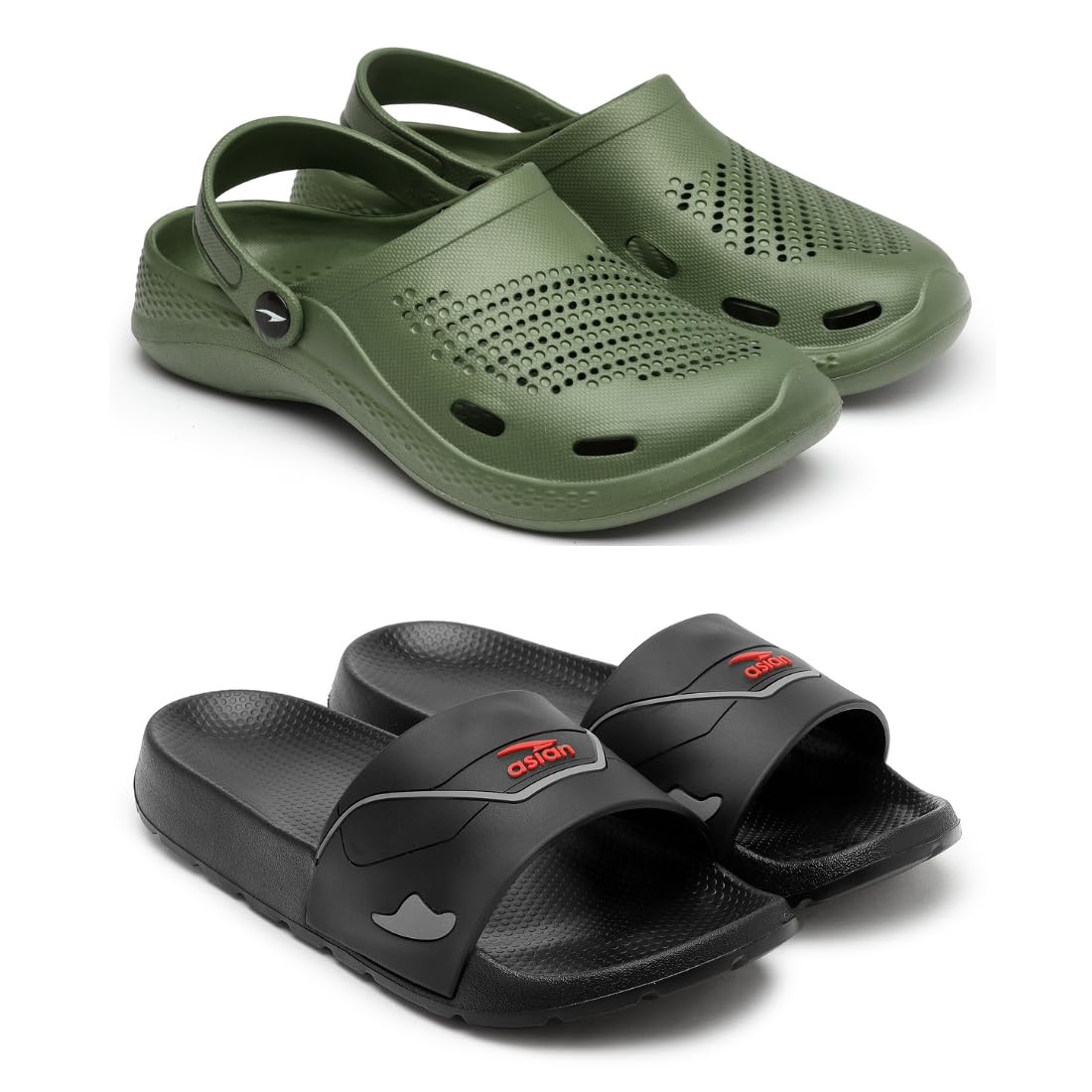 ASIAN Mens Combo Casual Walking Daily Used Clogs & Slipper with Lightweight Design Clog & Slippers for Mens & Boys Olive (B0CTH4ZSS9) Amazon Price History, Amazon Price Tracker