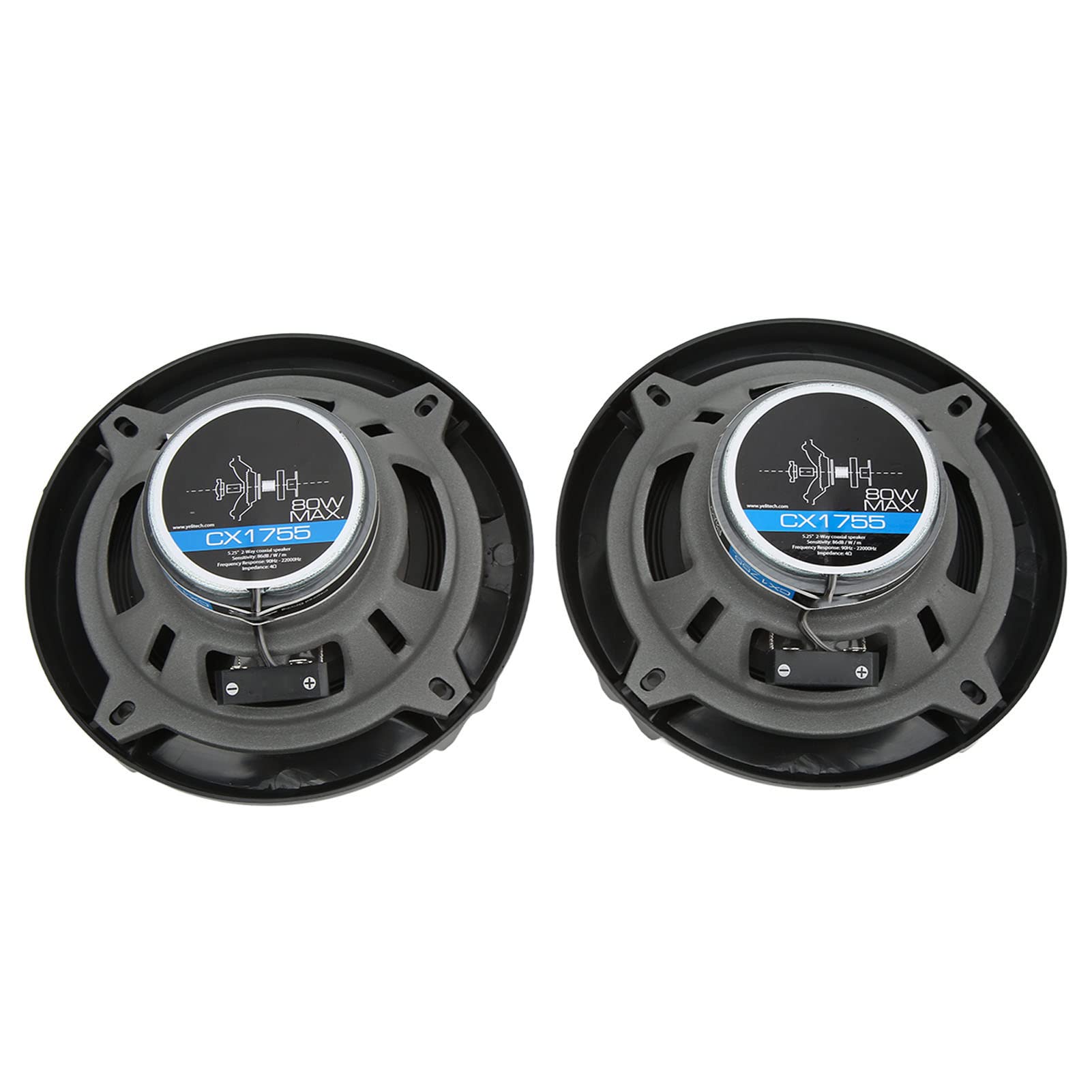 Aramox Altavoces Coaxiales Altavoces para Automóvil de 5,25 Pulgadas ABS Metal de 2 Vías 25 W a 80 W 4 Ohmios 90 a 22000 Hz Crossover Incorporado para de Automóvil de 12 V