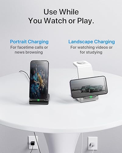 Miniatura 4 de Intoval Cargador inalámbrico, cargador 3 en 1 para iPhoneiWatchAirpods, estación de carga con certificación Qi para iPhone 14131211ProMaxXSMaxXRXSX,