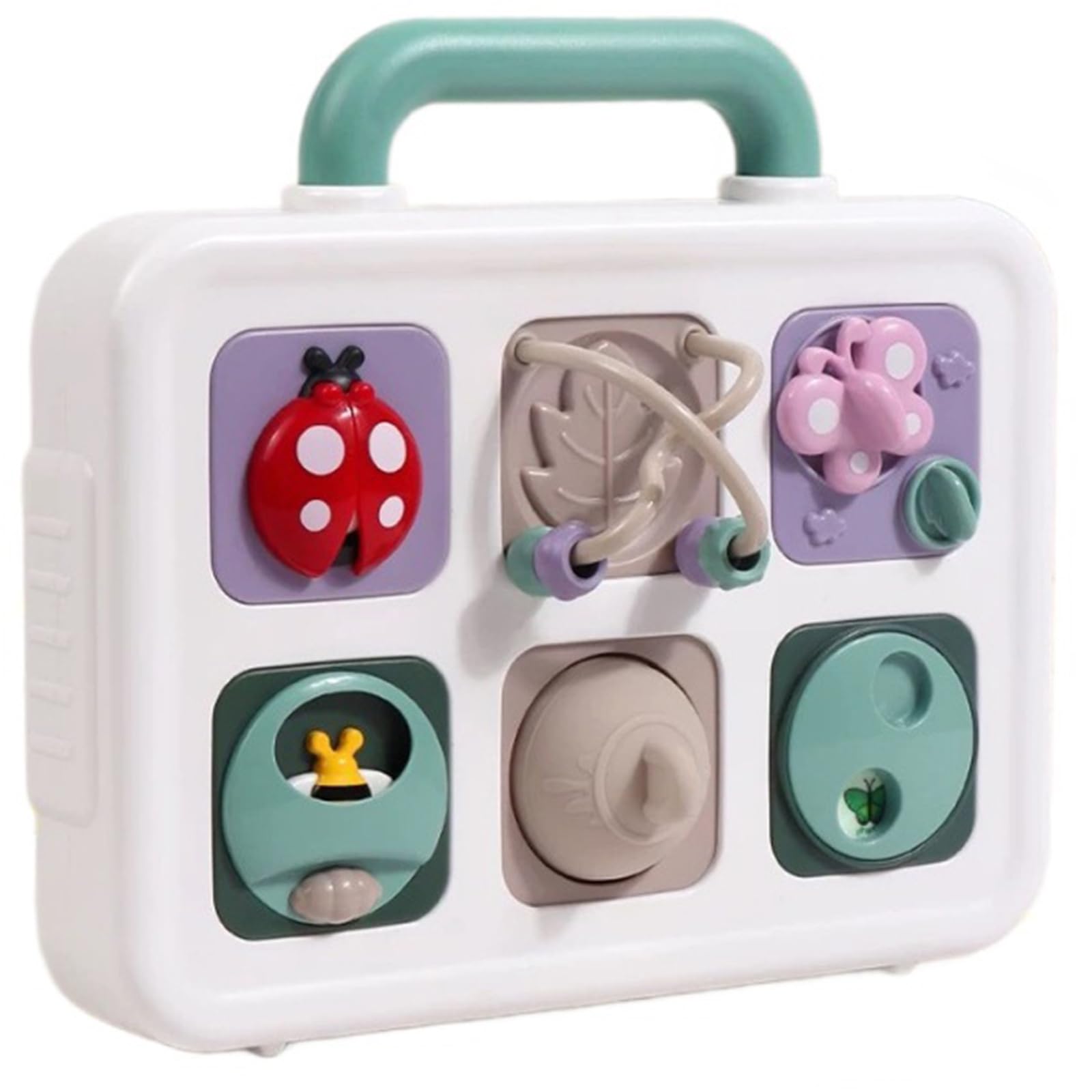 Clnyrwcb Toddler Busy Board for 1-3 Year Olds, 6-in-1 Montessori Sensory Toys with Fidget Switches & Gears, Travel Activity Toy for Airplane Car, Screen-Free Learning Gift for Boys Girls 1 2 3