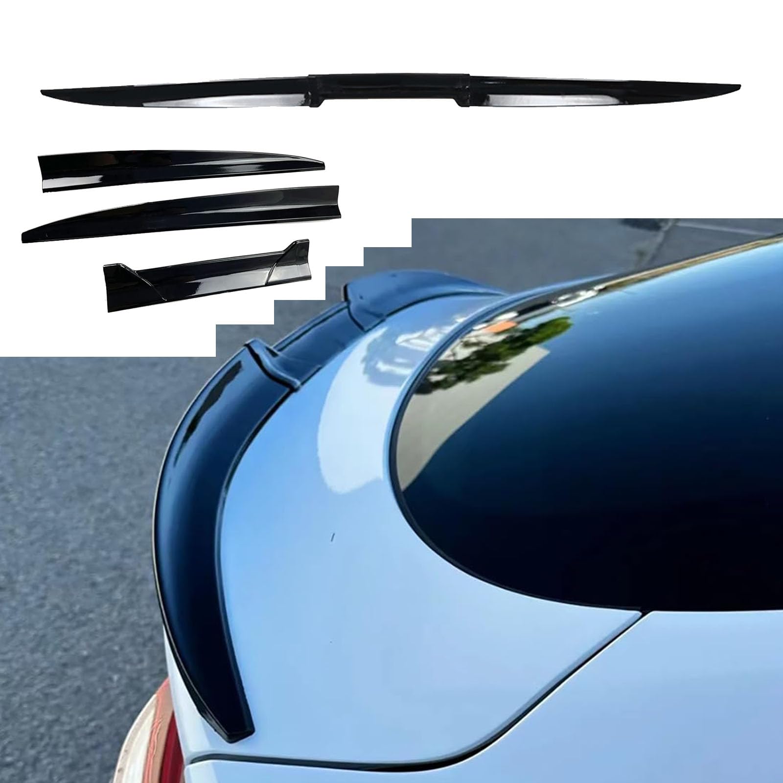 GODSLLY Compatible with Jaguar XE X760 380PS 2017, 3pcs Sedan Rear Trunk Boot Lip Wing Spoiler Car Spoiler Rear Splitter Exterior Accessories,A Glossy Black