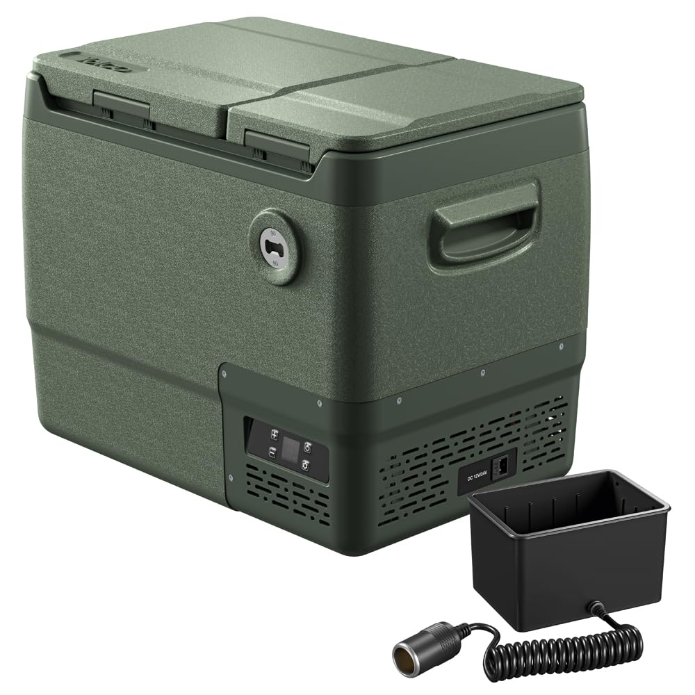 Yolco DX40 Pistachio lodówka kompresorowa 39 l – mobilna lodówka i zamrażarka, sterowanie za pomocą aplikacji, Dual-Zone, 12/24 V i 230 V, cicha i energooszczędna, idealna na kemping, do samochodu i