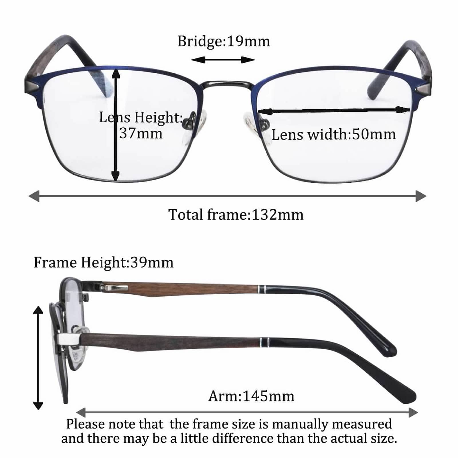 SHINU Anti Blue Ray Multiple Focus Lesebrille Herren Damen Frame Holzrahmen Brillen W914-18(W914C1,anti-blaulicht customized