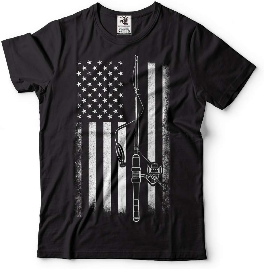 American Flag Fishing T-Shirt, Funny Mens Fishing Shirts, Mens Graphic T-Shirts - Image 4