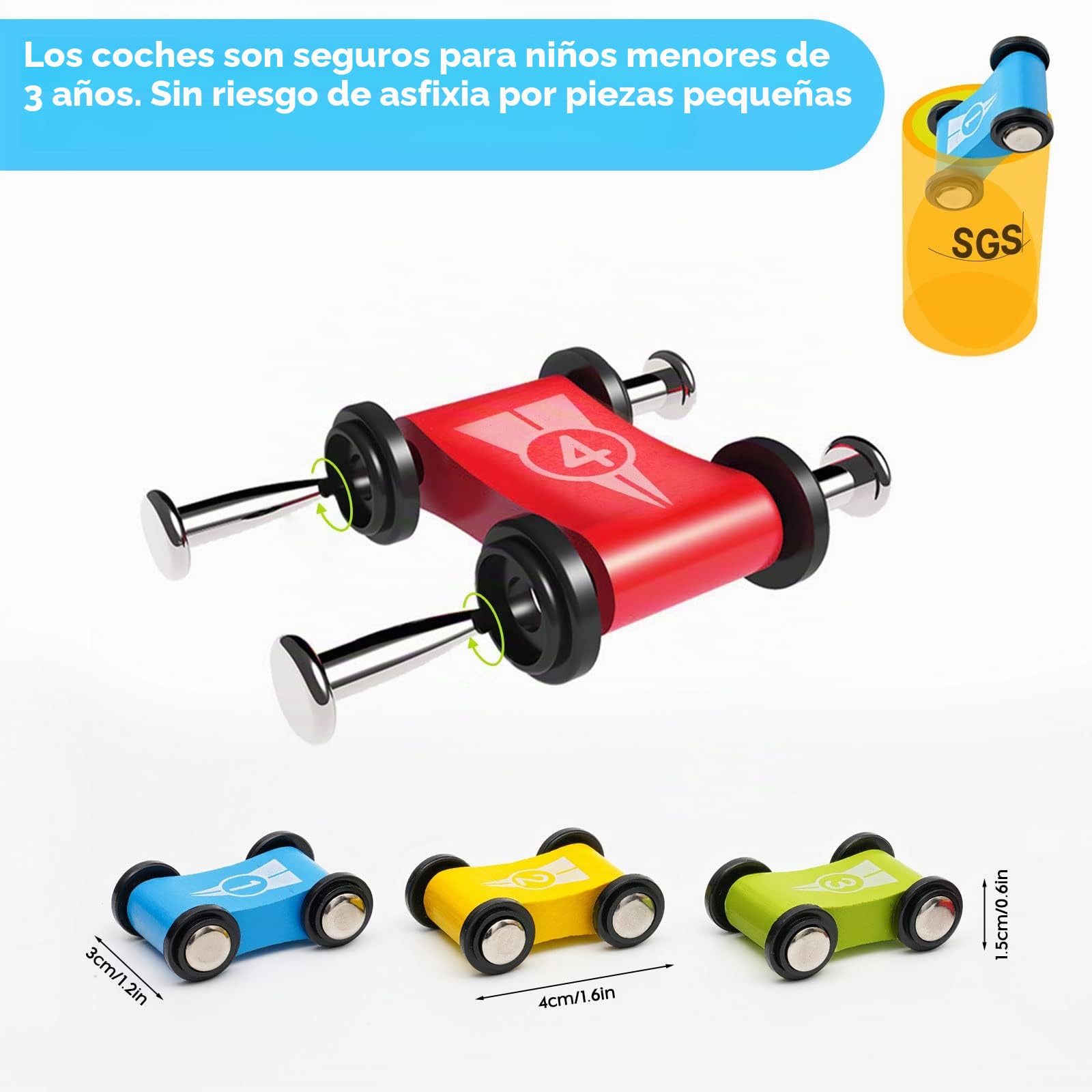 Circuito de Carreras con 4 Mini Coches,Pista de Rampas con Coches de Juguete para Bebés y Niños Pequeños de 1 y 2 3 años,Juguete de Rampa para Coche para Regalos de Cumpleaños para niños
