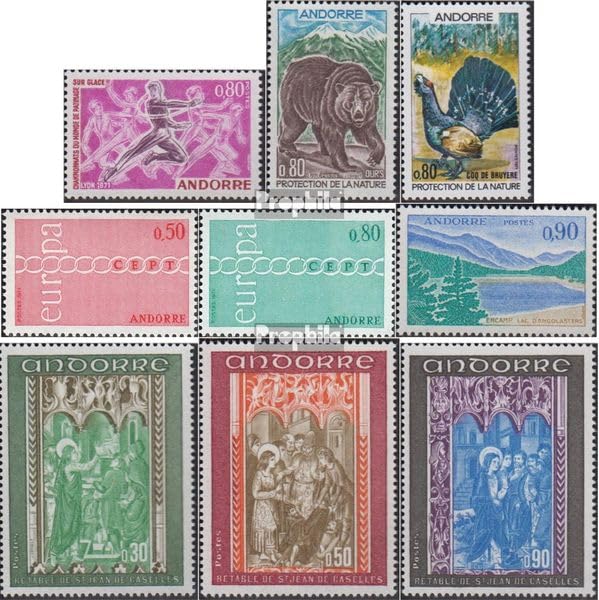 Sellos Andorra correo francés 1971 Prophila 229-237, colección completa nueva