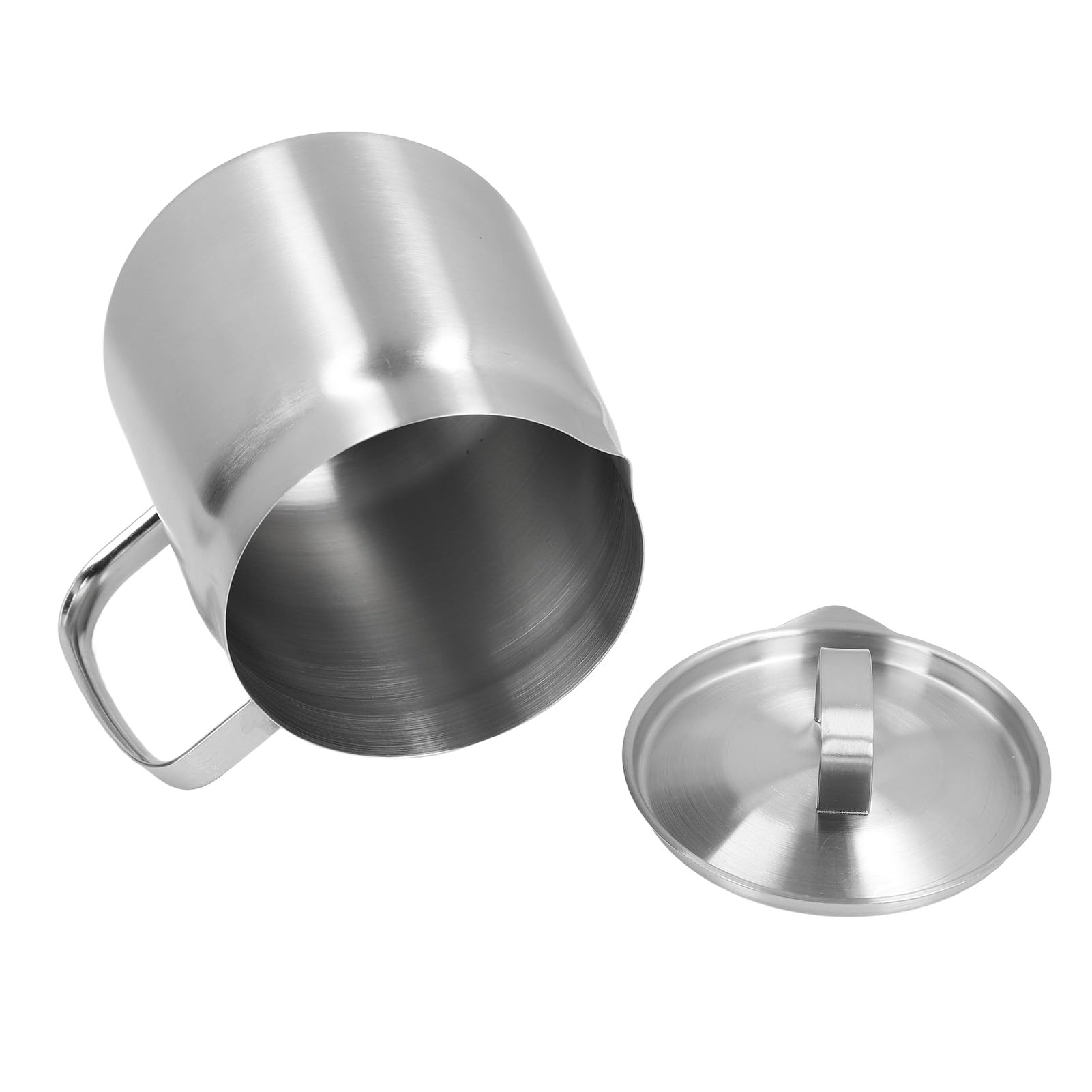 Pot de Filtre à Huile en Acier Inoxydable, Poêle à Friteuse de Grande capacité avec Panier Filtrant et Poignée, Conception Ergonomique pour un Versement Facile et une Longue (1.5L)