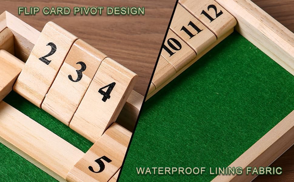 Miniatura 6 de Juego de dados Shut The Box, juegos de mesa de madera para 2 personas competitivos, barra tradicional, viajes, familia, matemáticas divertidas