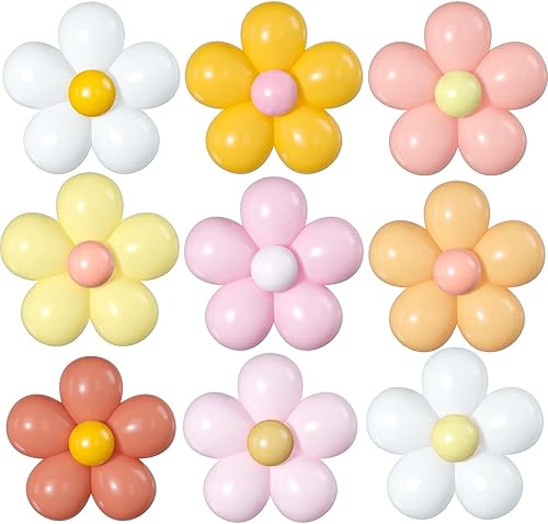 Juego de 16 globos de margaritas de flores para bricolaje, globos de margaritas bohemias, decoraciones de fiesta para cumpleaños, baby shower, boda,
