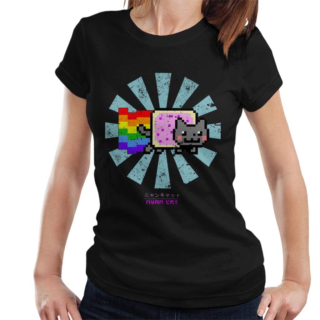 Cloud City 7 Nyan Cat Retro Japanese Women's T-Shirt Black