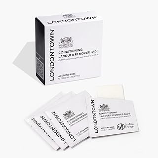 LONDONTOWN Nail Polish Remover Set – Acetone-Free remover, Gentle Non-Drying Pads, Conditions Nails & Cuticles, Removes Regular & Glitter Polish, Strengthens & Protects, 8 Fl Oz