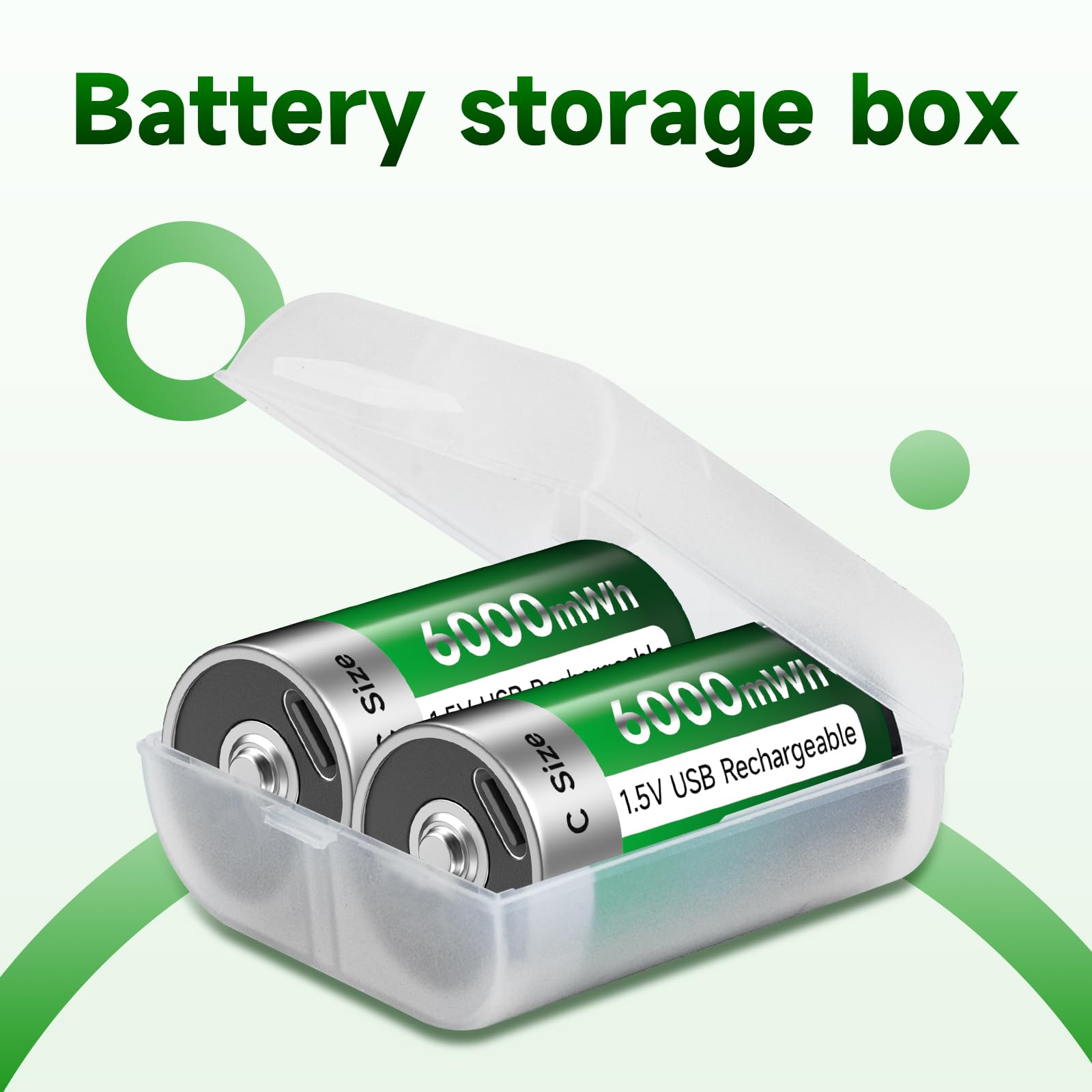 4 batterie ricaricabili C USB 6000 mWh - 1,5 V/batteria ricaricabile al litio Baby C ad alta capacità con cavo di ricarica di tipo C (6 pezzi)