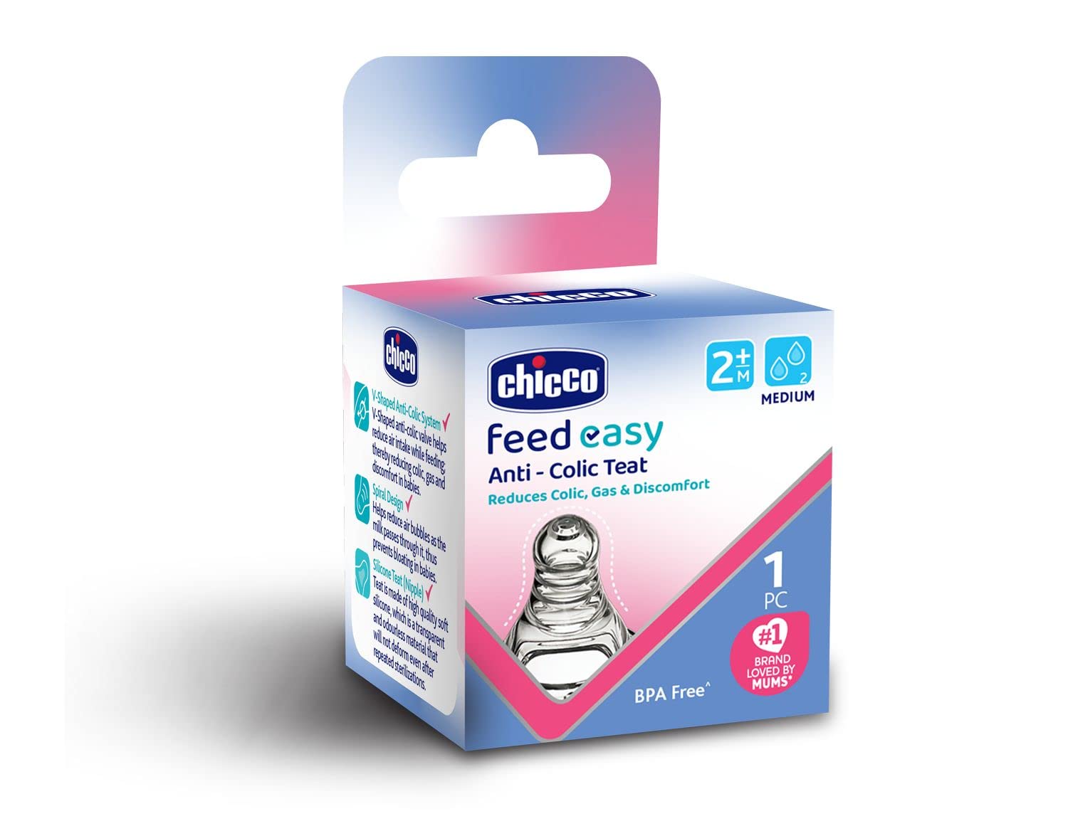 CHICCO Feed Easy Teat 2M+ Medium SIL 1PC India