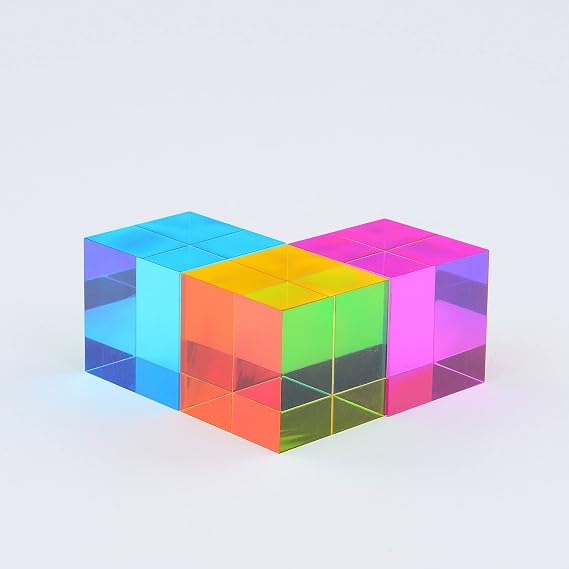 CMY Cubes The Y Cube (50mm) - Yellow Hue Cube - Optical Color Cube - Diamond Polished - Teaches Subtractive Color Mixing - Educational, Scientific, Physics & Kinetic Art Desk Object