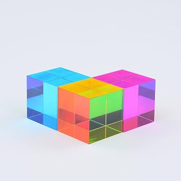 CMY Cubes The Y Cube (50mm) - Yellow Hue Cube - Optical Color Cube - Diamond Polished - Teaches Subtractive Color Mixing - Educational, Scientific, Physics & Kinetic Art Desk Object