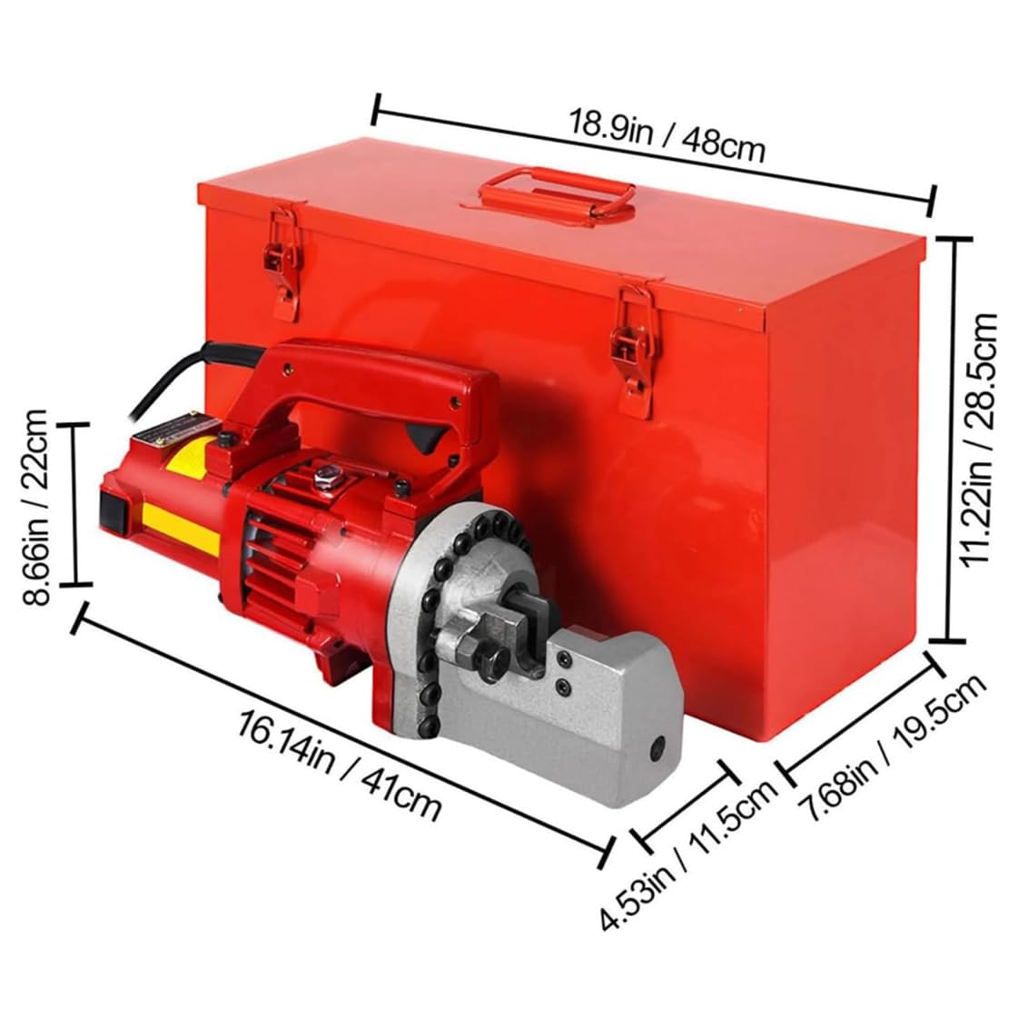 Cortadora de Varillas de Refuerzo hidráulica eléctrica, Corta Varillas de Refuerzo de hasta 3/4 de Pulgada (4-20 mm) en 3,5 Segundos, con Caja de Transporte, Corte rápido y fácil