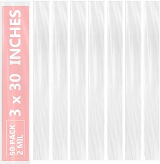 50 PCS Poly Bags 3x30" Poster Bags, Hold Up to 1.8 Inches Tube, for 18-24 Inches Poster, Art Prints, Maps, Blueprint