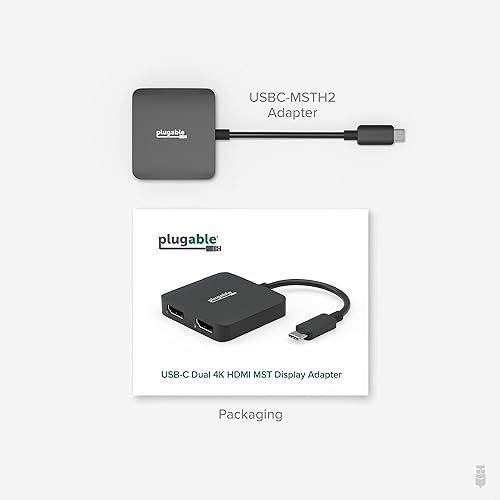Miniatura 8 de Plugable Adaptador USB C a HDMI para monitores duales, 4K 60Hz USB C Hub para Windows y Chromebook, sin controlador