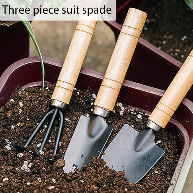 Image of Leafly Mini Garden Tools - 3Pcs Indoor Plant Tools Set Indoor Garden Tools Small Garden Shovel Mini Rake Small Set Hand Rake Gardening Spade Gardening Supplies