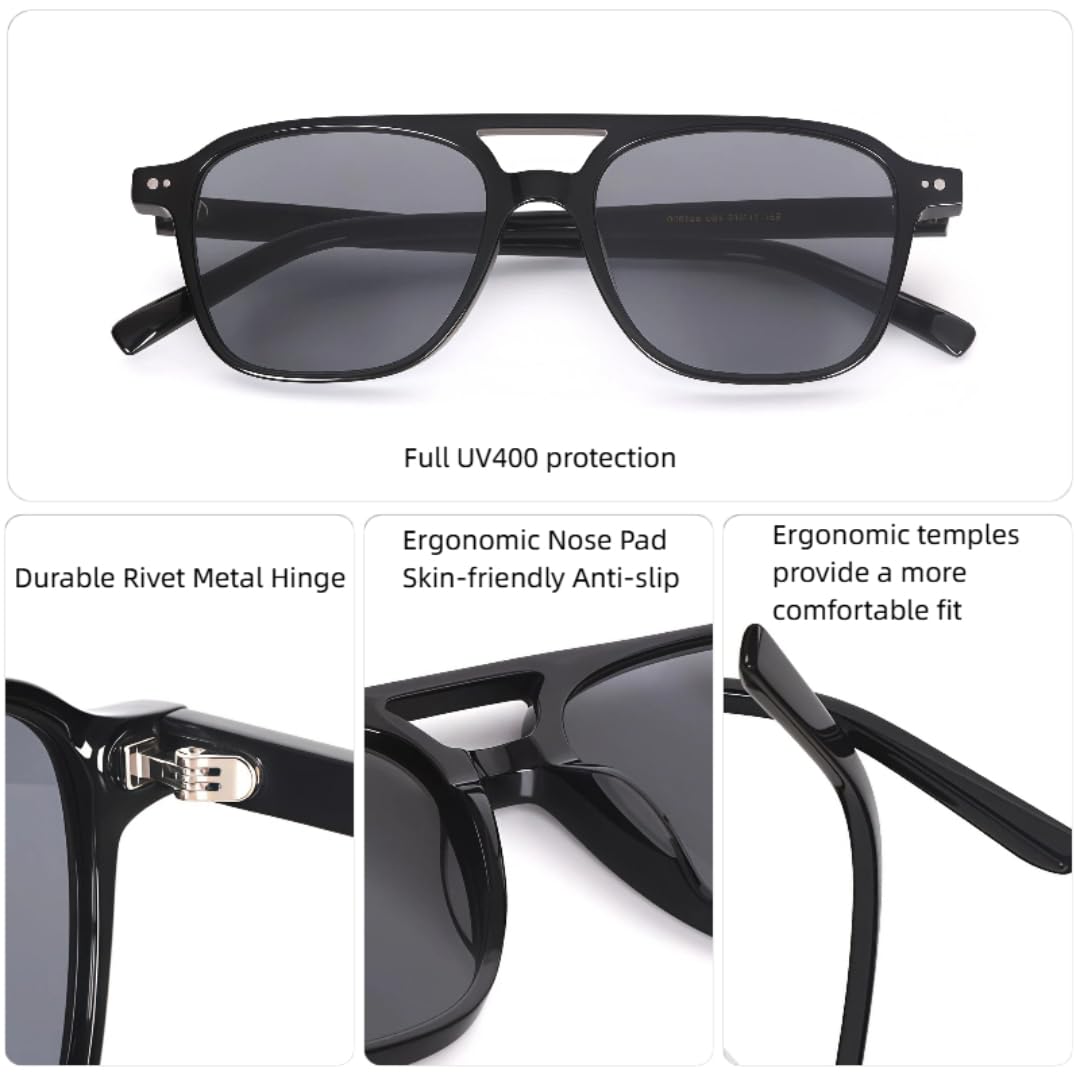 Vintage-Sonnenbrille mit Doppelsteg, klassisch übergroß, aus Acetat, UV400