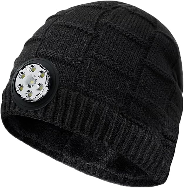 COTOP Unisex LED Headlamp Beanie Cap Men's Women Gift Winter Warm Beanie Hat Hands Free Lighted Beanie Cap for Dog Walking Night, Running, Camping,Hiking