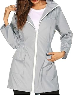 2025 - Moda Mujer Color Sólido Casual con Capucha Cremallera Impermeable de Manga Larga Impermeable de Manga Larga Azul Hombre