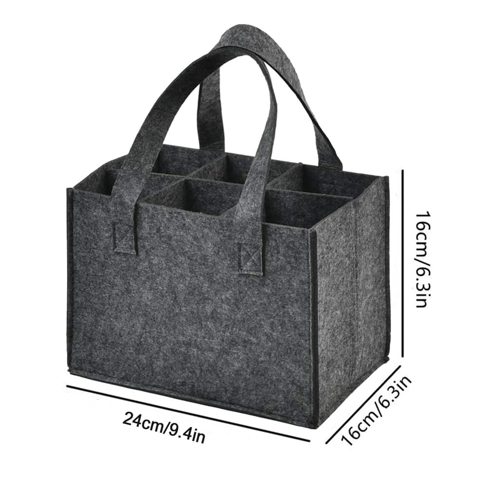 Anicy Bottle Carrier 6 Bottles, Bottle Bag Felt, Bottle Basket, gray, standard size, Handbag holder, 1 Stück (Einheitsgröße) - Image 2
