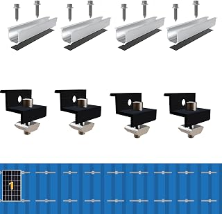 Solarmodul Halterung Kit 12cm und Zubehör Schwarz Eloxiert 30-35mm Verstellbar,Halterung für Solarmodule,Für Solarpanel Halterung,rapezblech Trapezblech Montage PV Befestigung Set