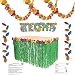Luau Party Supplies Kit: Lei Garland (100 ft), Grass Table Skirt, Aloha Sign, 144 Paper Cocktail Umbrellas, Hawaiian Party Game Ideas and Luau Drink Recipes