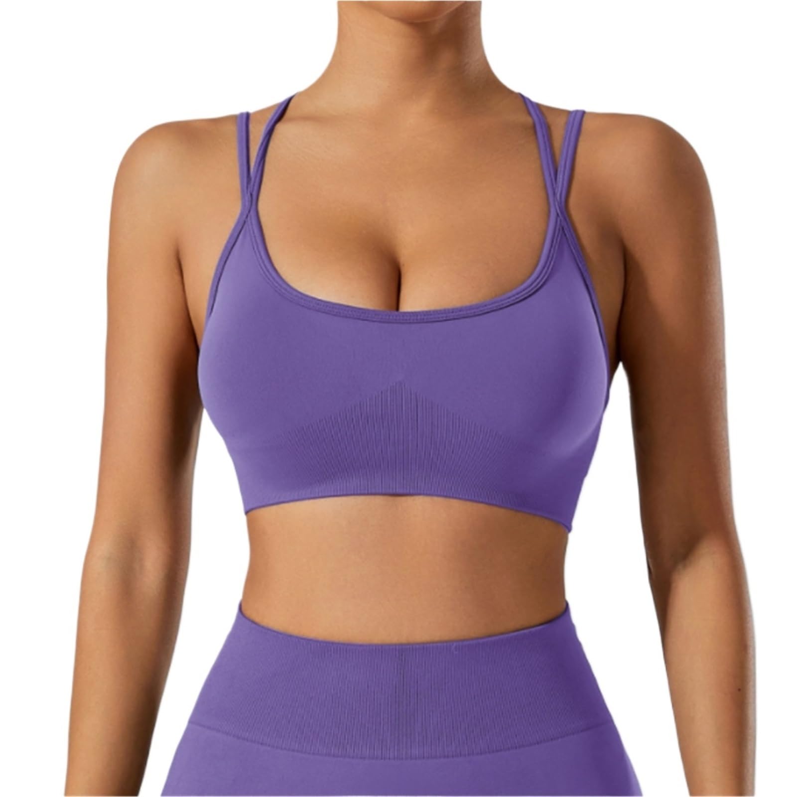 Reggiseno Sportivo Donna Reggiseno Sportivo Da Donna Con Canotta Traspirante A Canotta Con Reggiseno Yoga Imbottito Con Incrocio Sulla Schiena E Supporto Basso Comfort Reggiseno Sportivo(Purple,S)