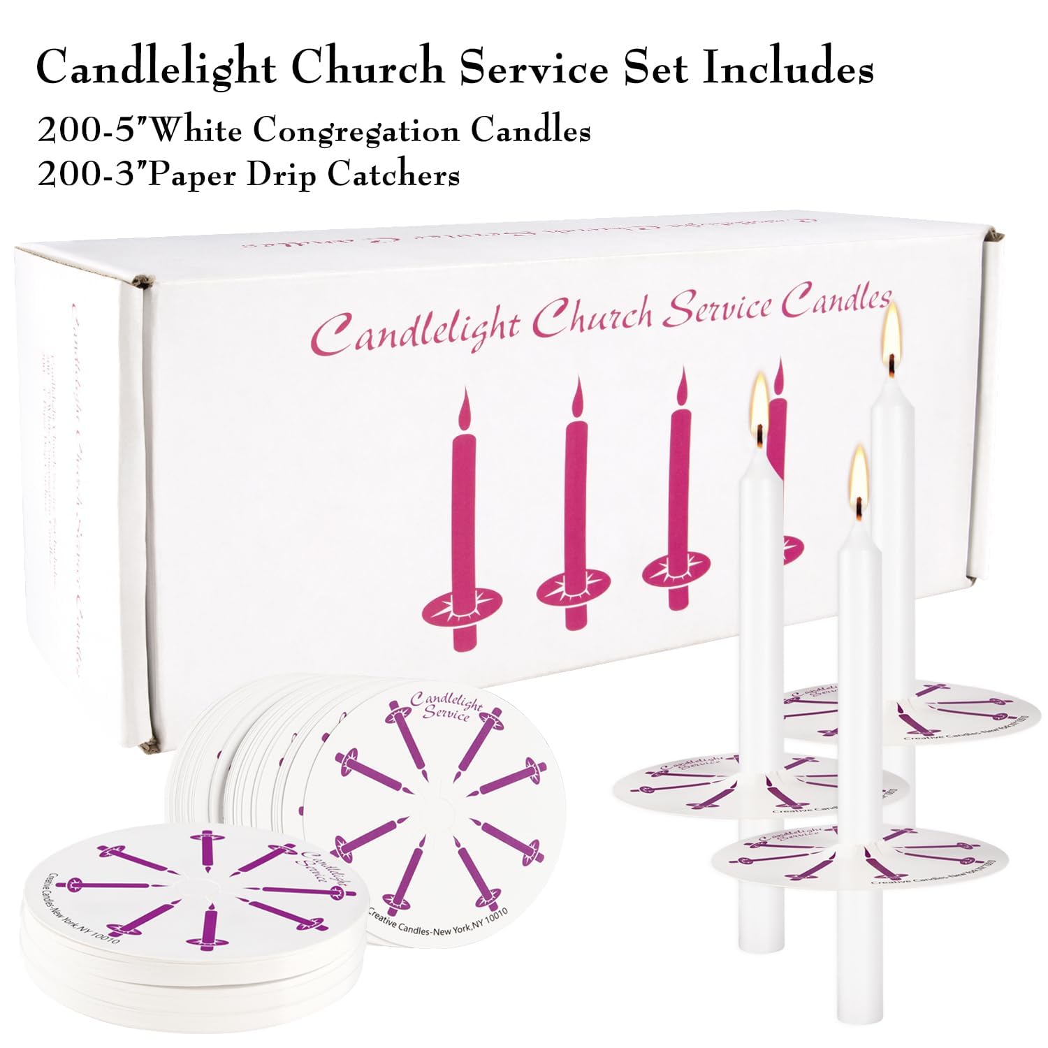 100 Velas Blancas Sin Olor Para Servicio Eclesiástico O Ceremonias - Tamaño 1/2 X 5 Pulgadas, Fabricadas En EE.UU.