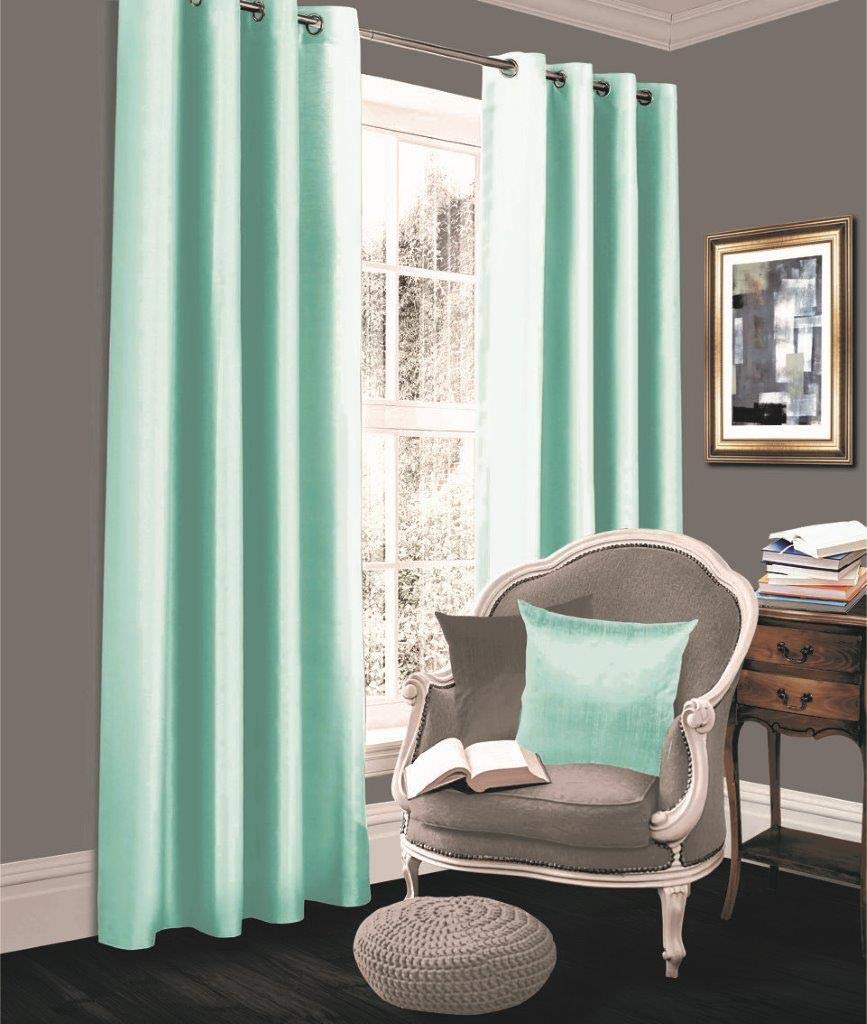 Blackout Pair of Curtains for Living Room Bedroom Window Ring Eyelet (Duck Egg, Curtains - 90 x 90 Inches)
