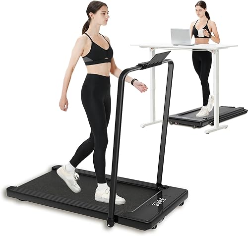 Bifanuo 2 in 1 Folding Treadmill, Smart Walking Running Machine with Bluetooth Audio Speakers, Installation-Free，Under Desk Treadmill for