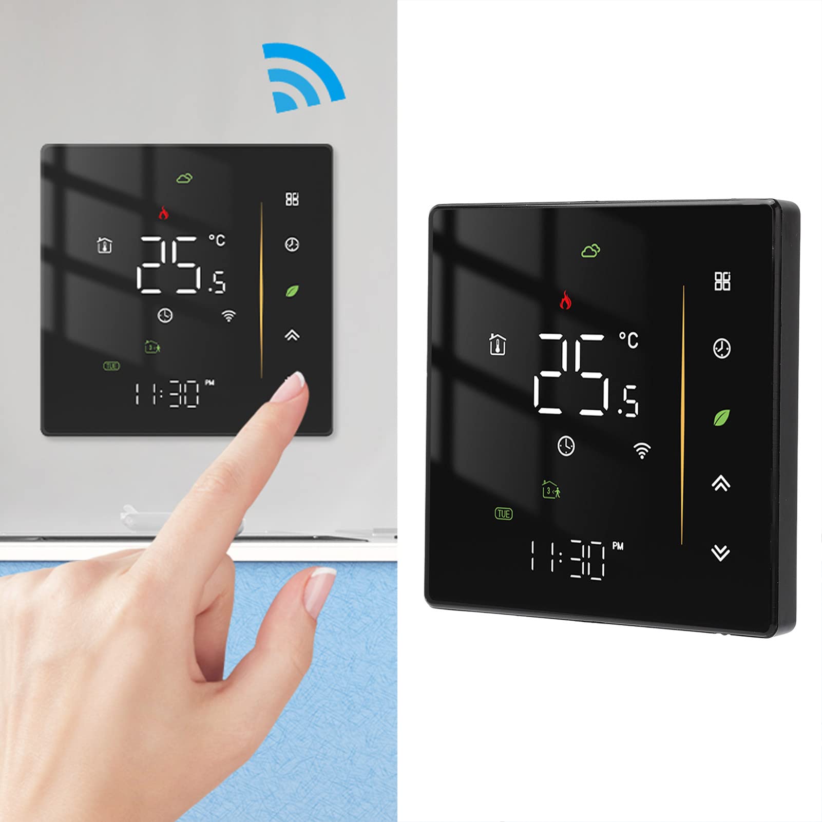 Inteligentny termostat z kolorowym wyświetlaczem dotykowym, 95 do 240 V Tuya Inteligentny inteligentny termostat pokojowy Elektryczny regulator temperatury ogrzewania podłogowego