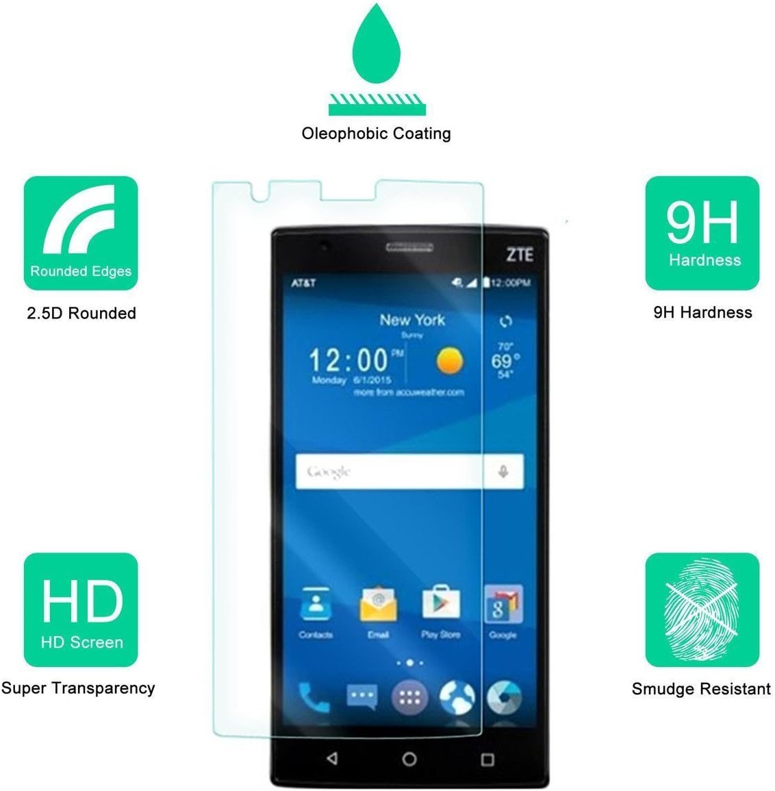 Dmax Armor for ZTE Zmax 2 Screen Protector, [Tempered Glass] 0.3mm 9H Hardness, Anti-Scratch, Anti-Fingerprint, Bubble Free, Ultra-Clear