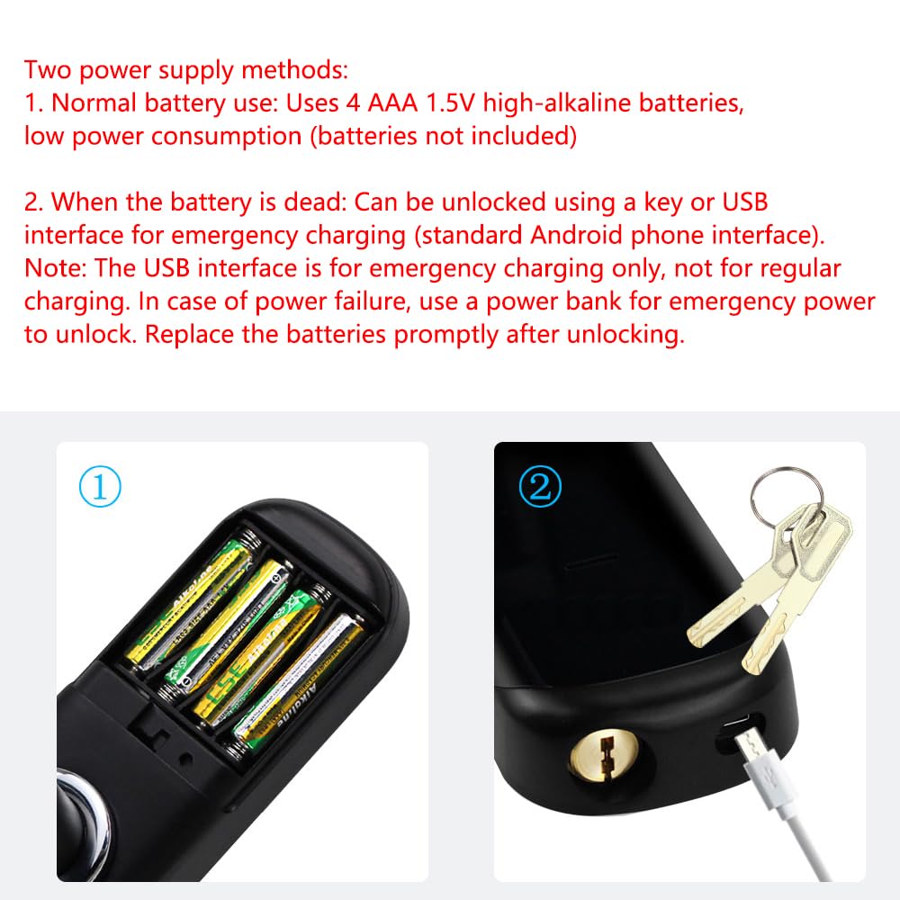 Serrure de porte intelligente avec poignée, serrure électronique biométrique 5 en 1, empreinte digitale, mot de passe, accès par clé de carte à puce, écran tactile, pour la maison, le