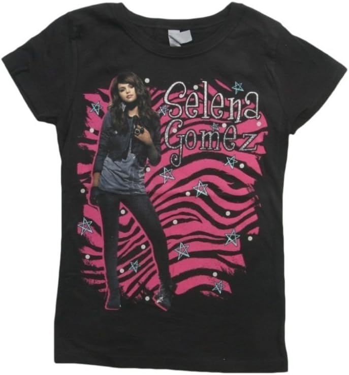 SELENA GOMEZ T-SHIRTS - OFFICIAL *YOUTH SIZES!!!* SELENA GOMEZ BLACK ZEBRA GIRLY TEE - ALEX RUSSO SHIRTS - WIZARDS OF WAVERLY PLACE, Medium (7/8)