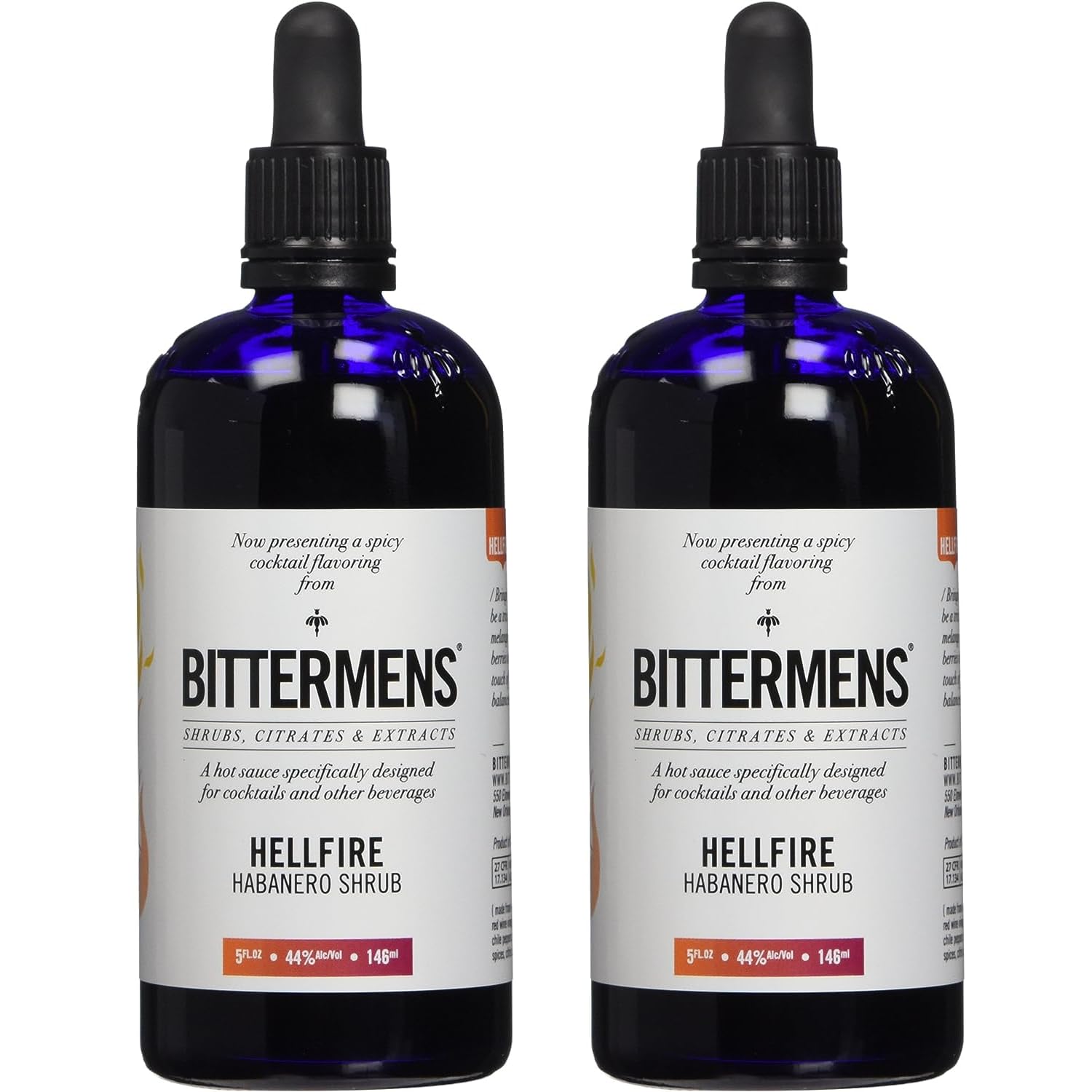 Bittermens Hellfire Habanero Shrub Cocktail Bitters, 5oz (2 Pack) - For Modern Cocktails, A Hot Sauce Specifically Disigned for Cocktails and Other Beverages