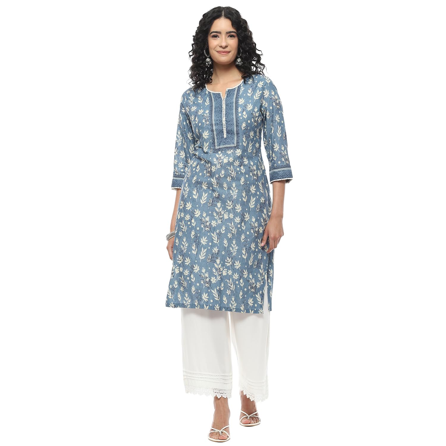 Rangriti Green Cambric Staight Kurta for Women in green