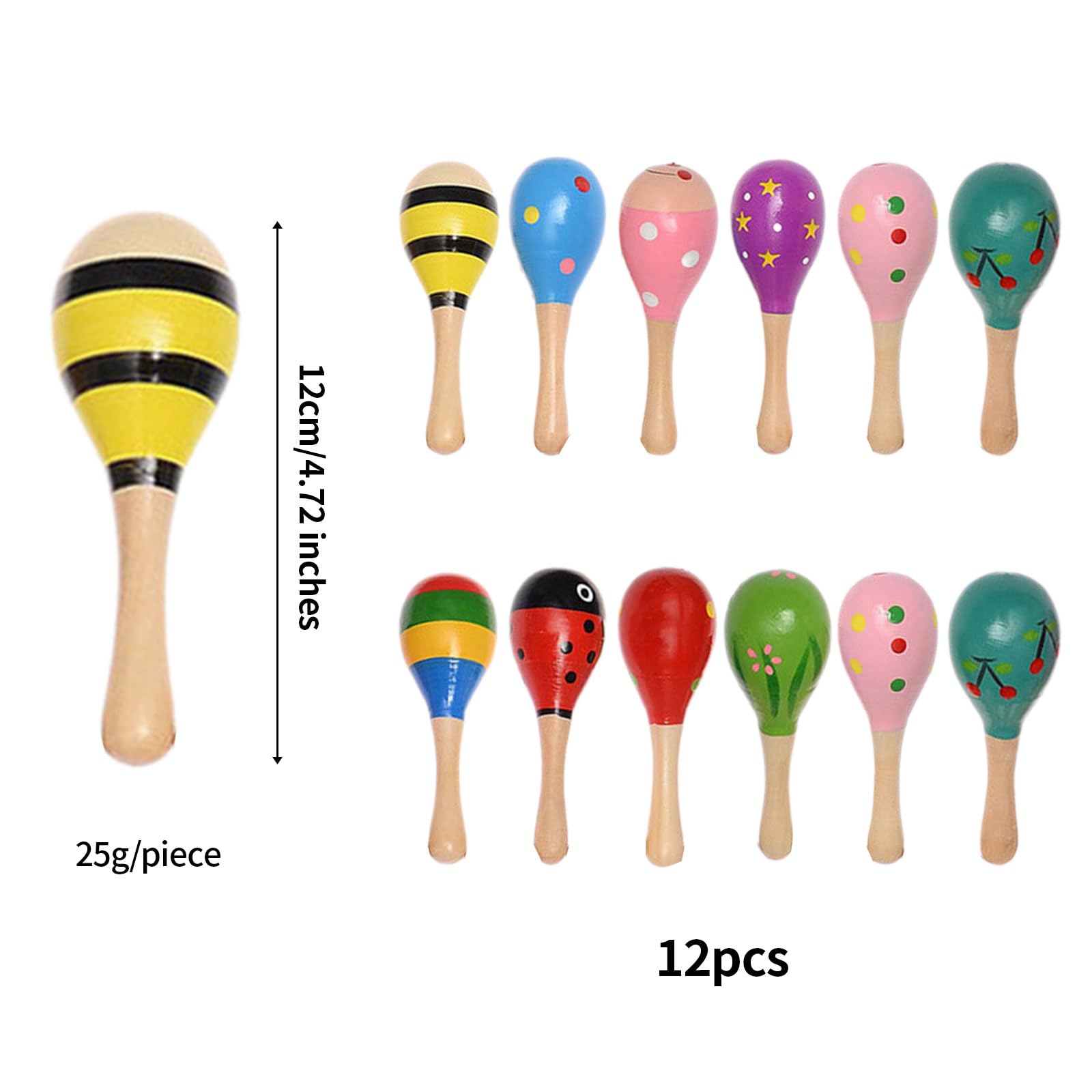 maracas in legno 12 pezzi Maracas Sonaglio Shaker,mini maracas in legno,per divertimento musicale,feste di compleanno,Percussion Bambini Giocattolo Musicale Favore