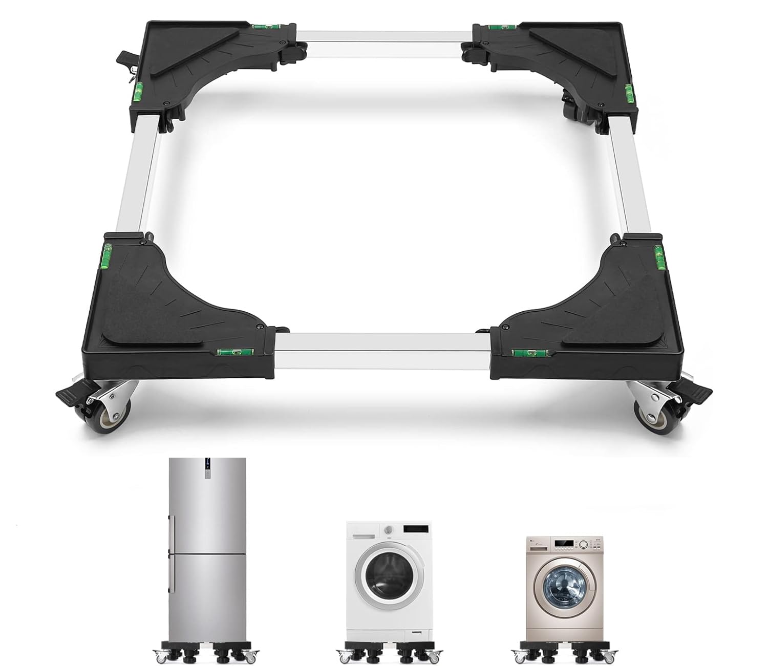 Washing Machine Stand Base Furniture Dolly Mini Fridge Stand with 8 Strong Feet and 4 Wheels Refrigerator Stand Washer and Dryer pedestal Mobile Roller Dolly Cart for 16"-26" Appliance (Ordinary)