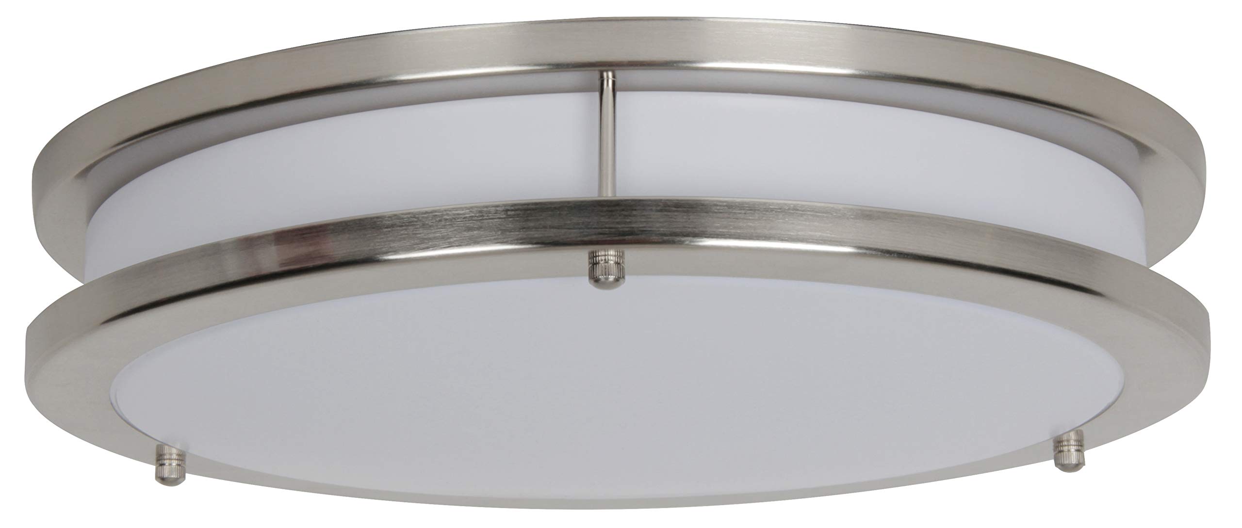 Sunset Lighting F9915-80-1-3K 14 Inches LED Flush Mount - Etched White Opal Acrylic Lens, Dimmable - with Bright Satin Nickel Finish