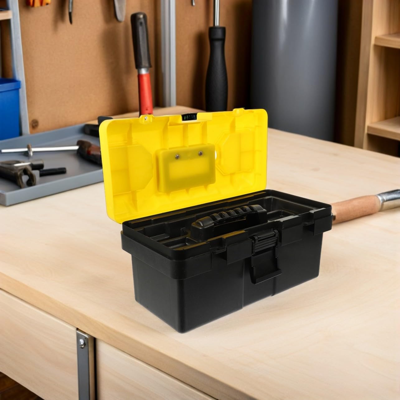 jojofuny Cassetta degli Attrezzi in Plastica Manico, Grande Capacità e Chiusure di Sicurezza, Resistente e Impilabile per Utensili da Lavoro e Piccole Parti