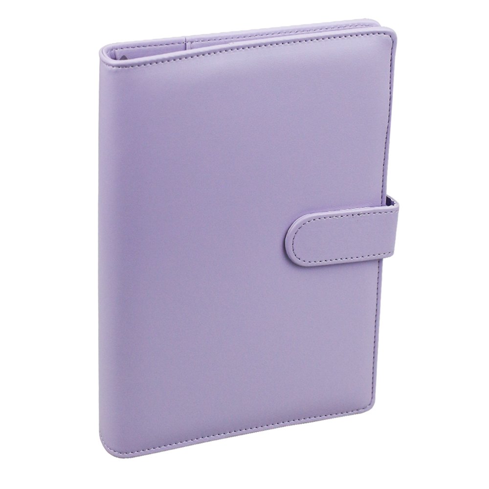Mustar A5 PU Leather Notebook Binder,Refillable 6 Round Ring Binder Cover for A5 Filler Paper,Macaron Notebook Personal Planner Binder with Magnetic Buckle,Lavender